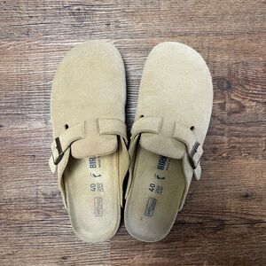 Birkenstock Beige Suede Slip-On Shoes